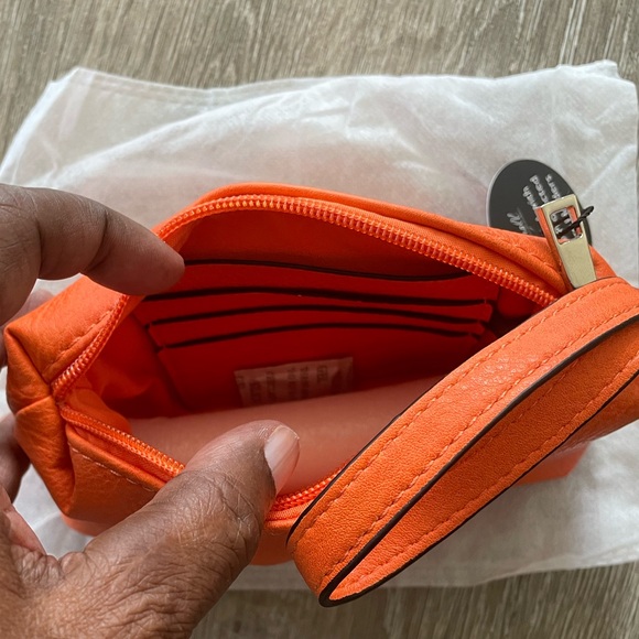 NWT “K•Carroll Orange Vegan Leather ZipUp Wristlet - Picture 7 of 12